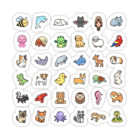 Choose Large Sticker Mega Cute Animals 2 Sticker By Littlemandyart