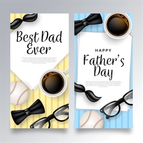Premium Vector Realistic Fathers Day Banners Template