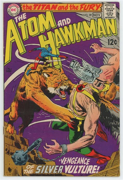 The Atom And The Hawkman 39 Fn 65 Dc 1968 Silver Age Hawkgirl Joe