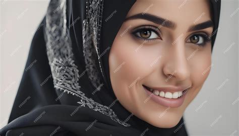 Premium Ai Image Portrait Of Smiling Young Arabian Girl In Black