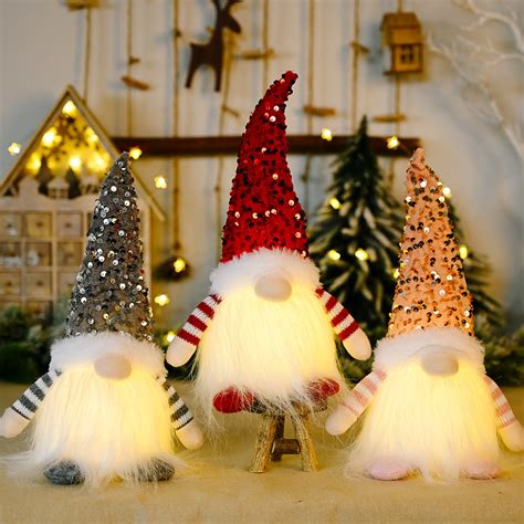 Set Of 3 Christmas Handmade Plush Swedish Gnome Elf Gnome Santa