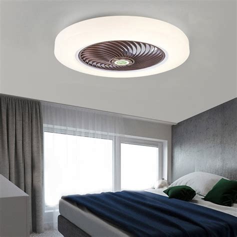 Large Round Acrylic Modern Flush Mount Bladeless Ceiling Fan With Led Dazuma