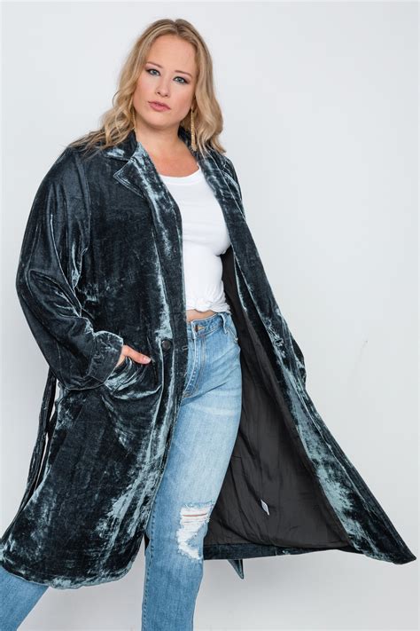 plus size velvet long sleeve trench coat just viva curvy fashion plus size fashion womens