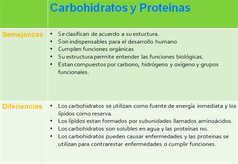 Cuadros Comparativos De Carbohidratos L Pidos Prote Nas Y Cidos
