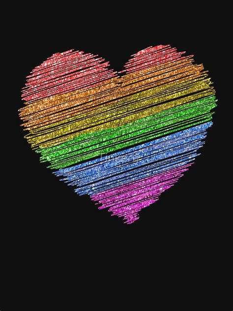 Glitter Rainbow Heart T Shirt By Tinkery Redbubble