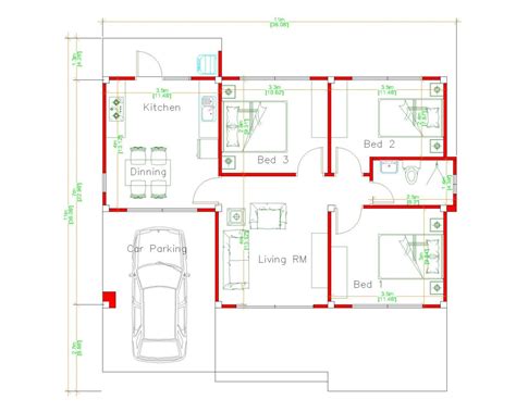House Design 3d 11x11 Meter 36x36 Feet 3 Bedrooms Hip Roof House