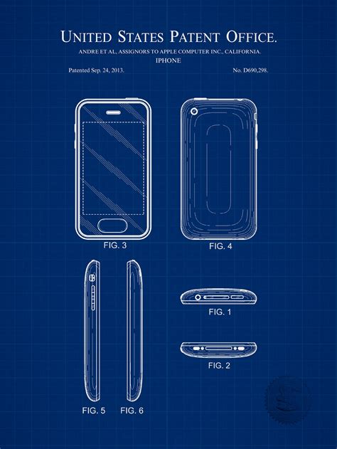 Apple Iphone Patent Print Apple Smartphone Poster Apple Etsy