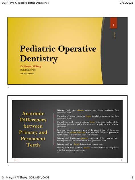 3rd Lecture Pediatric Operative Dentistry Part 1 Class I Ii