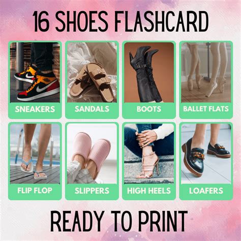 16 Shoes Educational Printables Flashcards Educational Activities