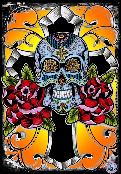 Mexican Skull Art Mexican Skull Santa Muerte By Tenshiflyers