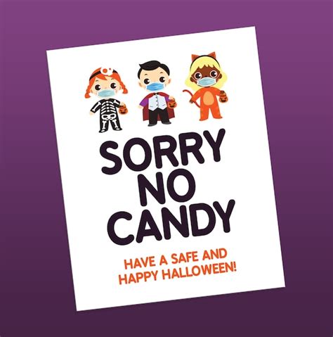 Sorry No Candy Sign Printable Halloween Sign Halloween Door Etsy