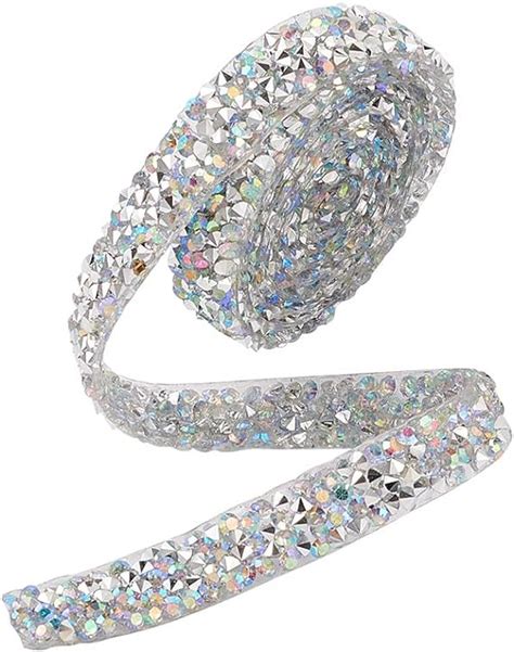 Cheriswelry Cinta De Diamantes De Imitación Ab De 1 Yarda Plateada De
