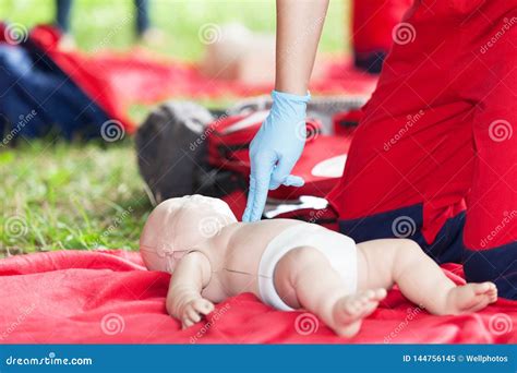 Baby Cpr Dummy First Aid Training Heart Massage Stock Image Image Of