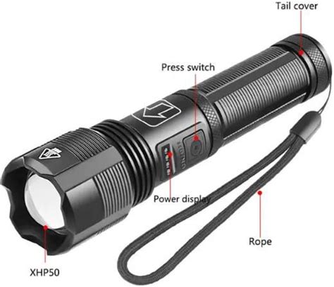 Flashlight Super Bright Led P50 Core Torch Hiking Camping Power Display