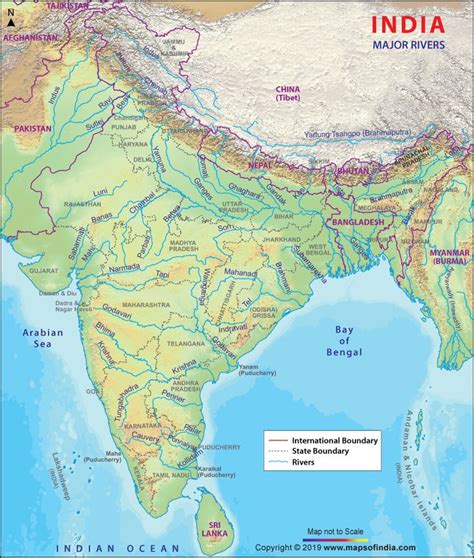 Map Of India Showing The Major Rivers Cities And Towns In Which They