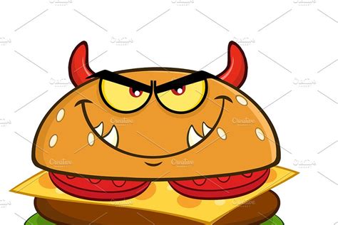 Angry Devil Burger Custom Designed Illustrations ~ Creative Market
