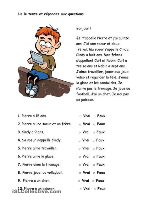Épinglé Par Cuteparisienne Sur Teaching French Exercices De Compréhension Compréhension De