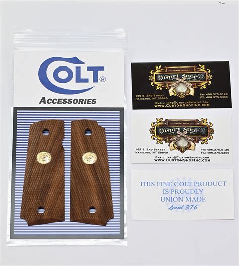 Colt Series 70 1911 Factory Original Checkered Wood Grips Gold 150