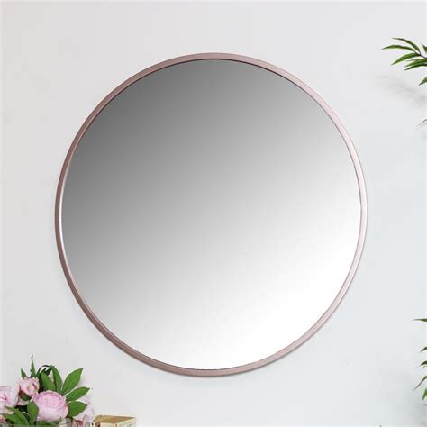 Round Rose Gold Pink Wall Mirror 80cm X 80cm Melody Maison® Pink Pinkdecor Homedecor