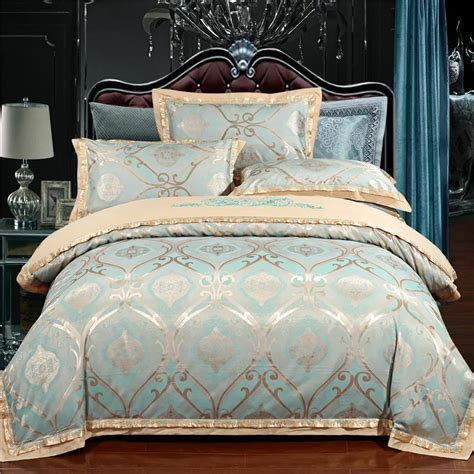 4pcs Tencel Silk Bed Linen Set Jacquard Embroidered Luxury Bedding Sets Bedclothes Queen King
