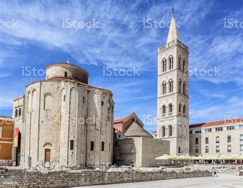 St Donat Church Forum And Cathedral Of St Anastasia Bell Tower In Zadar