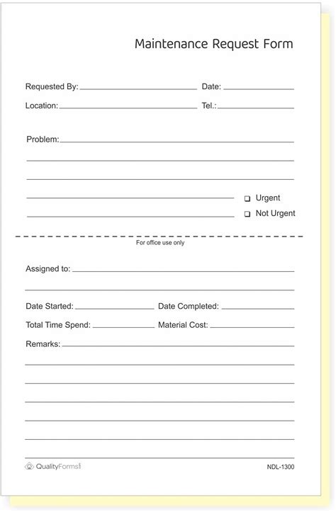 Maintenance And Repair Request Forms 55 X 85