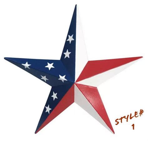 24 Usa Americana Flag Star Red White And Blue Metal Barn Star Metal Wal