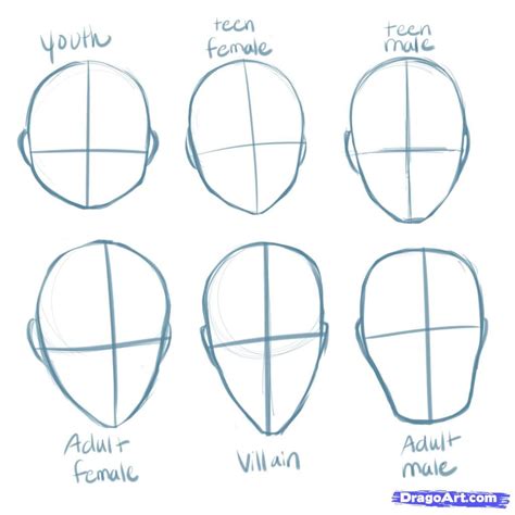 How To Draw Manga Heads Step by Step Drawing Guide by PuzzlePieces 그리기 튜토리얼 얼굴형 드로잉 강좌