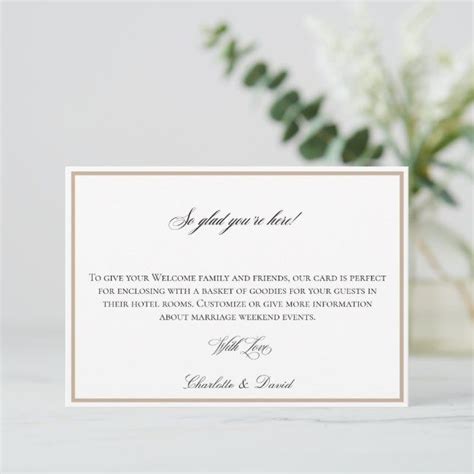 Charlotted Wedding Welcome Hotel Card Zazzle