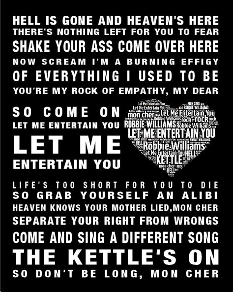 Robbie Williams Let Me Entertain You Music Love Song Lyrics Etsy
