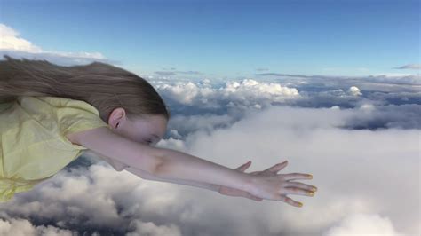 Happy Teenage Girl Flying Over Clouds In Stock Footage Sbv 338003524