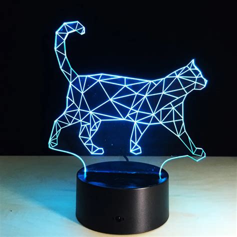 Cool Animal Light 3d Vision Walking Cat Night Light For Children Color