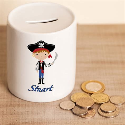 Personalised Pirate Money Savings Box By Treacle Boutique