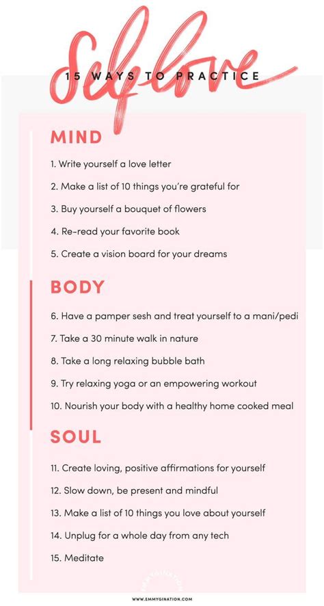 practice self love with this self care cheat sheet 15 ways to practice self love infographic