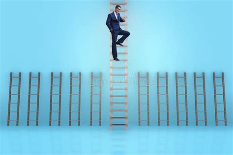 The Businessman Climbing Career Ladder In Business Success Concept