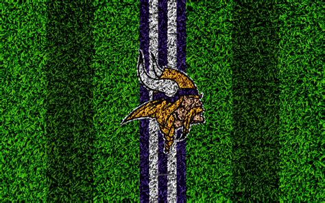Download Wallpapers Minnesota Vikings Logo 4k Grass Texture Emblem