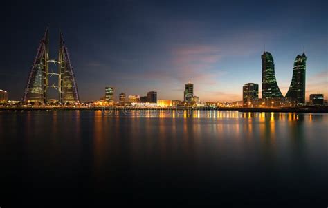 Panormic View Of Bahrain Skyline With Iconic Buildings Editorial