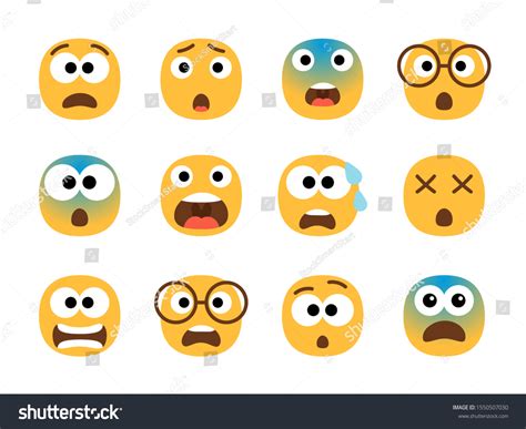 Scared Emoticon Faces Vector Fearing Emoji Stock Vector Royalty Free