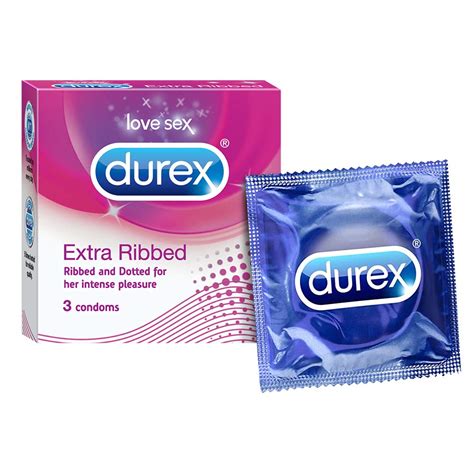 Buy Durex Extra Ribbed Condoms For Men 3 Count Dotted And Dotted For