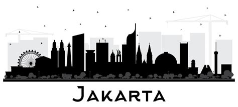 Jakarta Indonesia City Skyline Silhouette With Black Buildings Isolated