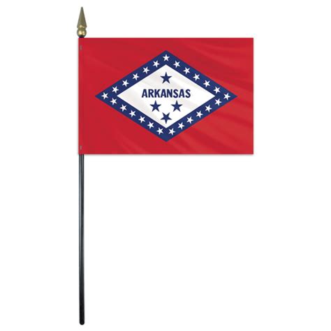 Arkansas Stick Flag 4x6 E Gloss Flag Arkansas State Flags