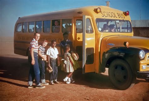 Boarding A Rural School Bus New Deal Texas 1957 Xpost Rtexas