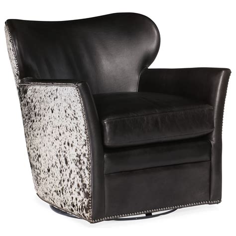 Hooker Furniture Club Chairs Kato Leather Swivel Chair With Hair On