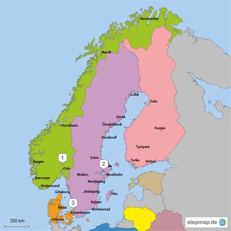 Skandinavien Mit Städten Von Jozuern Landkarte Für Skandinavien