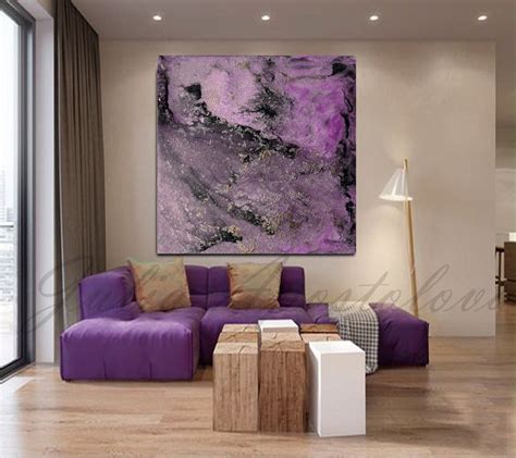 Purple And Black Large Wall Art Purple Abstract Painting Canvas Print
