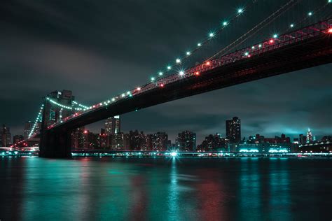 Night City Bridge River Lights 4k Hd Wallpapers Hd Wa