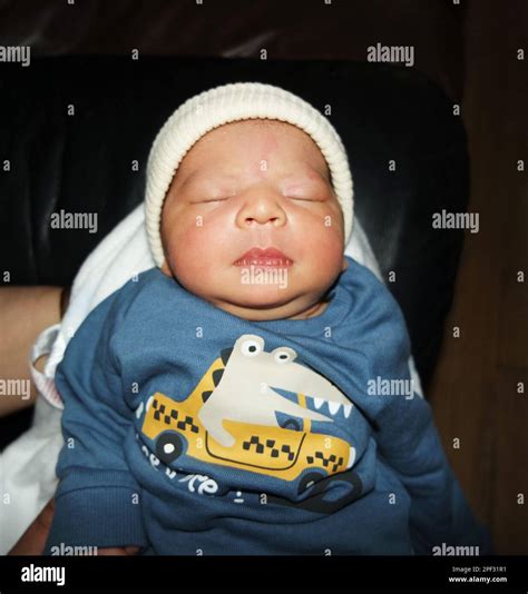 Close Up Portrait Of New Born Baby Boy Stock Photo Alamy
