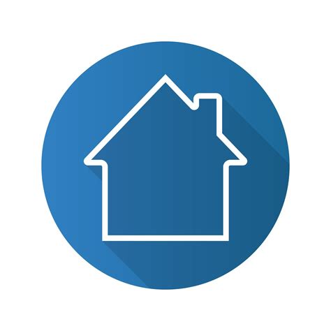 House Flat Linear Long Shadow Icon Home Building Vector Outline