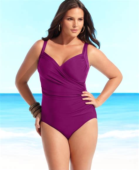 Showcasing Graceful Lines And Sleek Sophistication This Plus Size Swimsuit By Miraclesuit