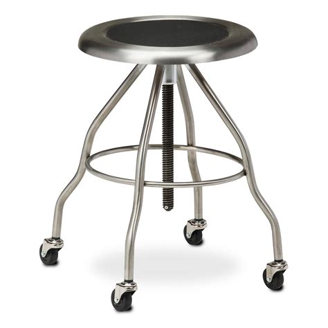 Stainless Steel Stool With Casters And Ss Seat Clinton Ss 2162